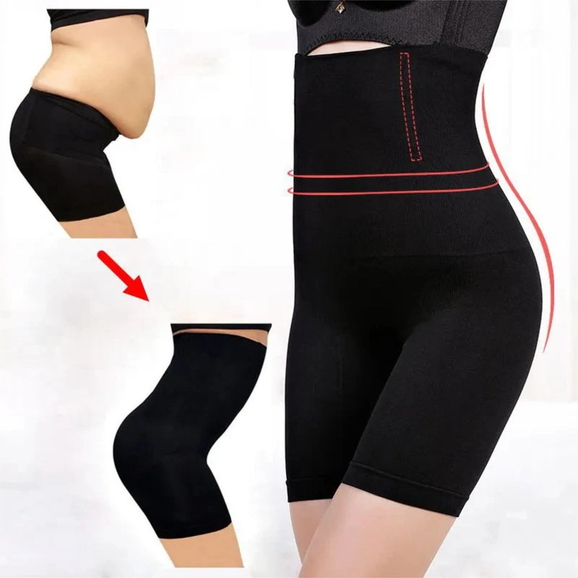 M2M STYLE [2-Piece] High Waist Tummy Control Shapewear Shorts (Black & Beige) – Compression Body Shaper, Butt Lifter, Thigh Slimmer