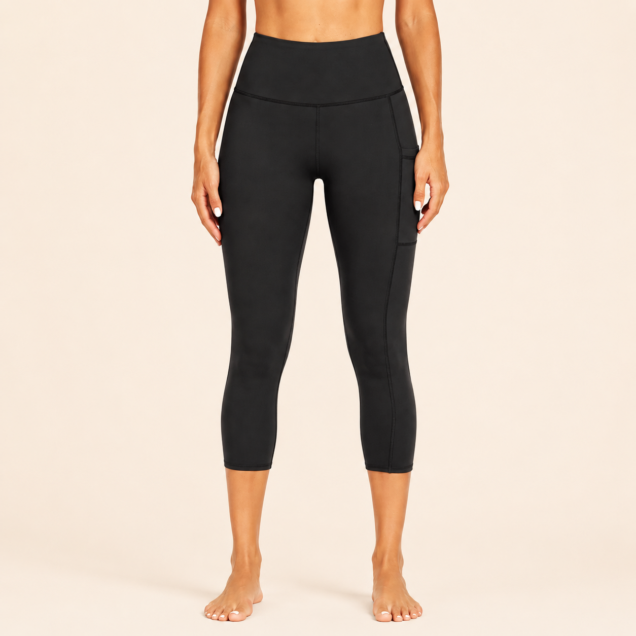 M2M STYLE Women's High Waisted Capri Leggings with Pockets