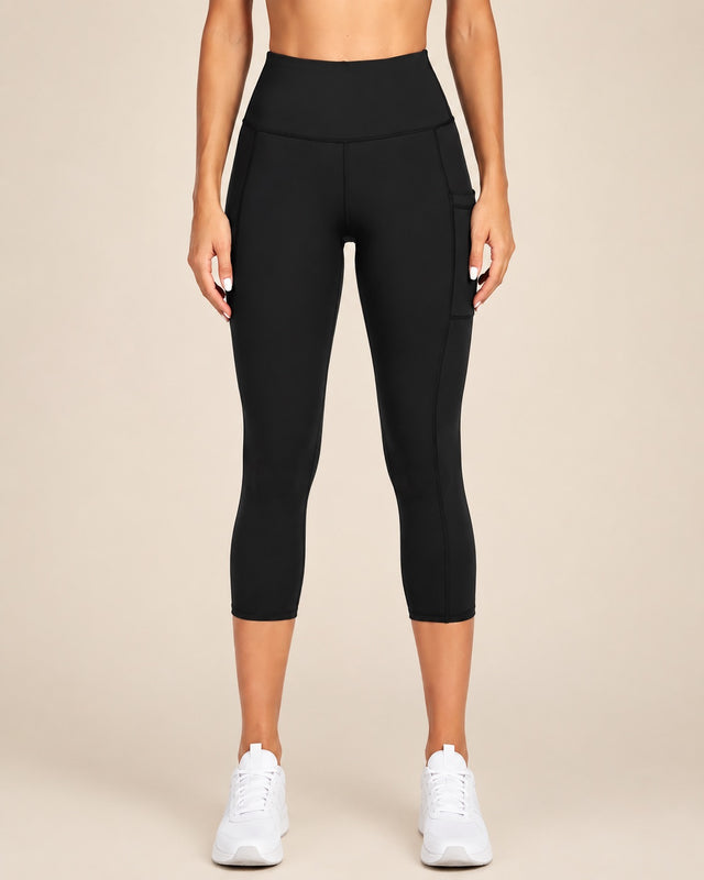M2M STYLE Women's High Waisted Capri Leggings with Pockets