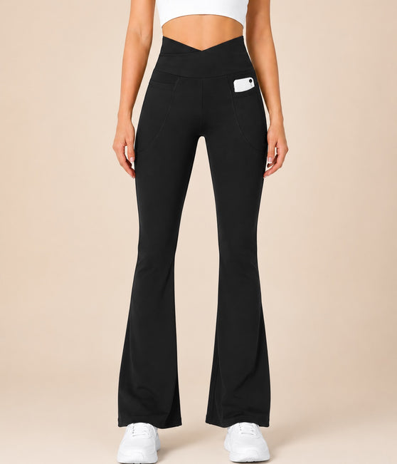 Women's Crossover Flare Leggings with Pockets