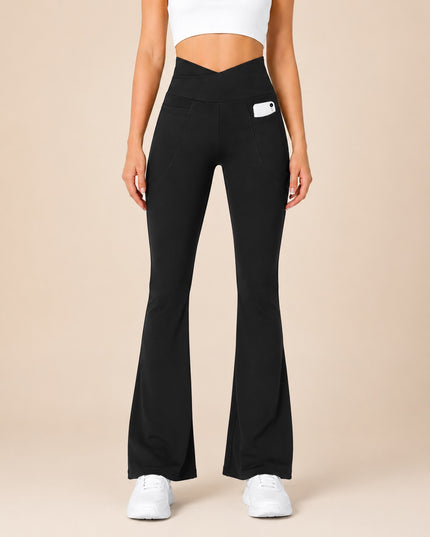 Women's Crossover Flare Leggings with Pockets