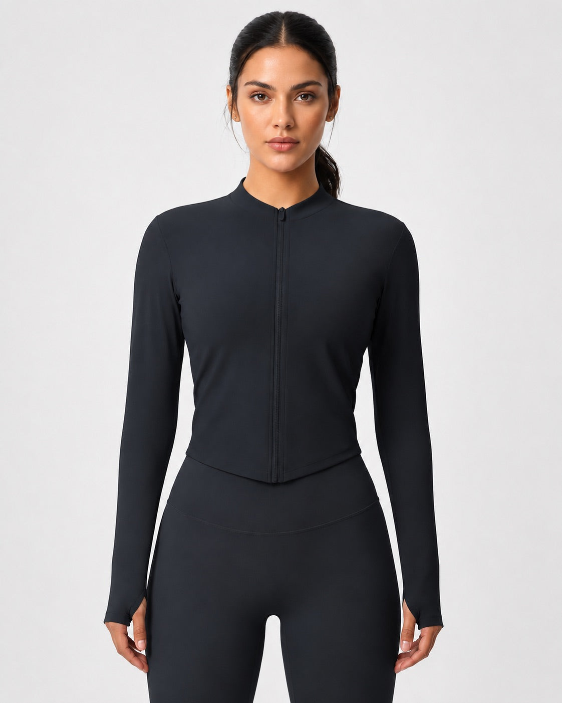 Studio Women's Cropped Workout Jacket, Full Zip, Slim Fit