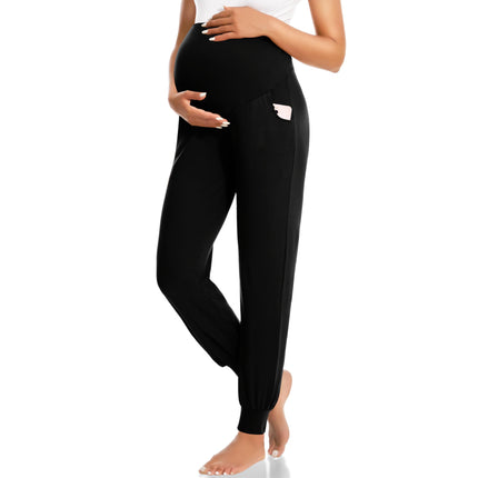 Women's Maternity Jogger Pants with Over-Belly Pocket