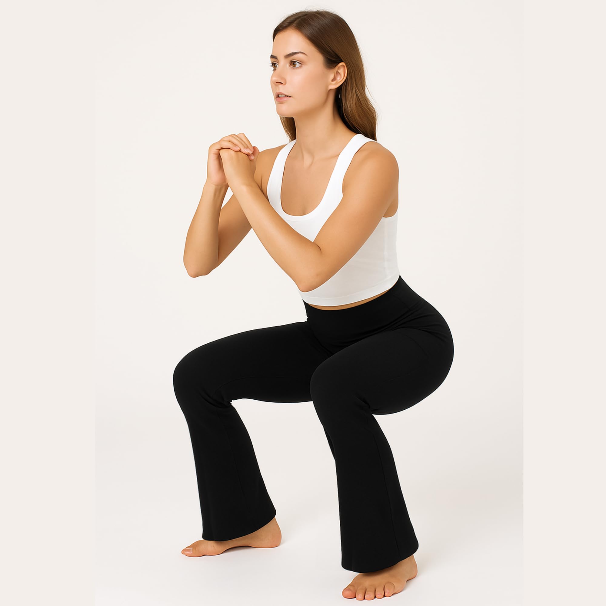 M2M STYLE Women's Crossover Flare Leggings with Pockets
