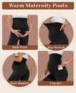 M2M STYLE Women's Maternity Fleece Lined Leggings with Pockets