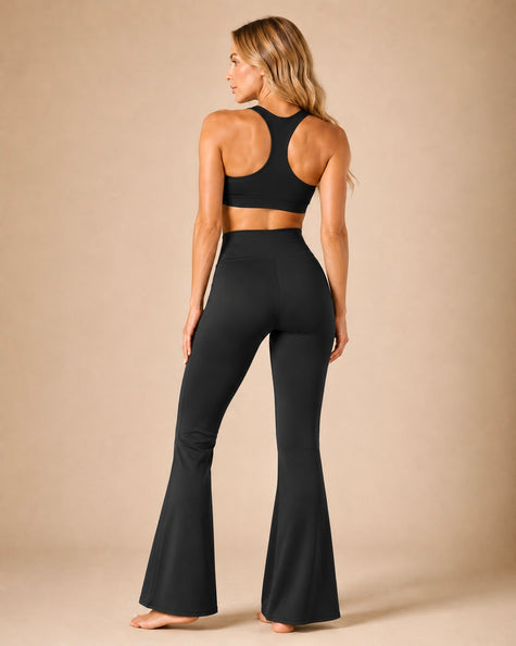 M2M STYLE Women's High Waisted Flare Leggings with Pockets