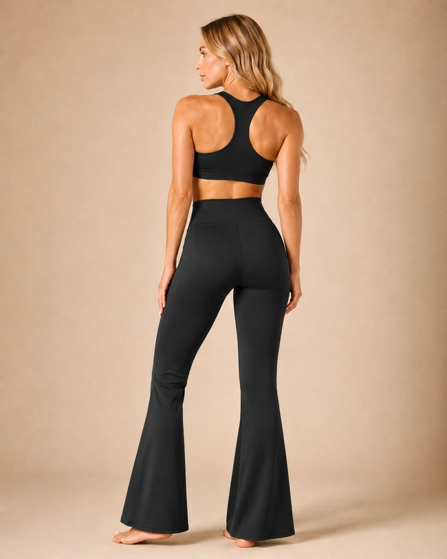 M2M STYLE Women's High Waisted Flare Leggings with Pockets
