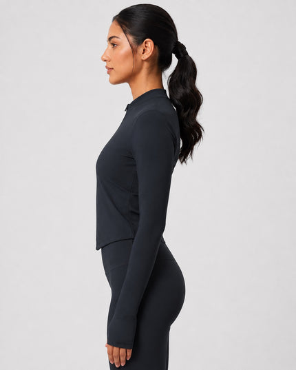 Studio Women's Cropped Workout Jacket, Full Zip, Slim Fit