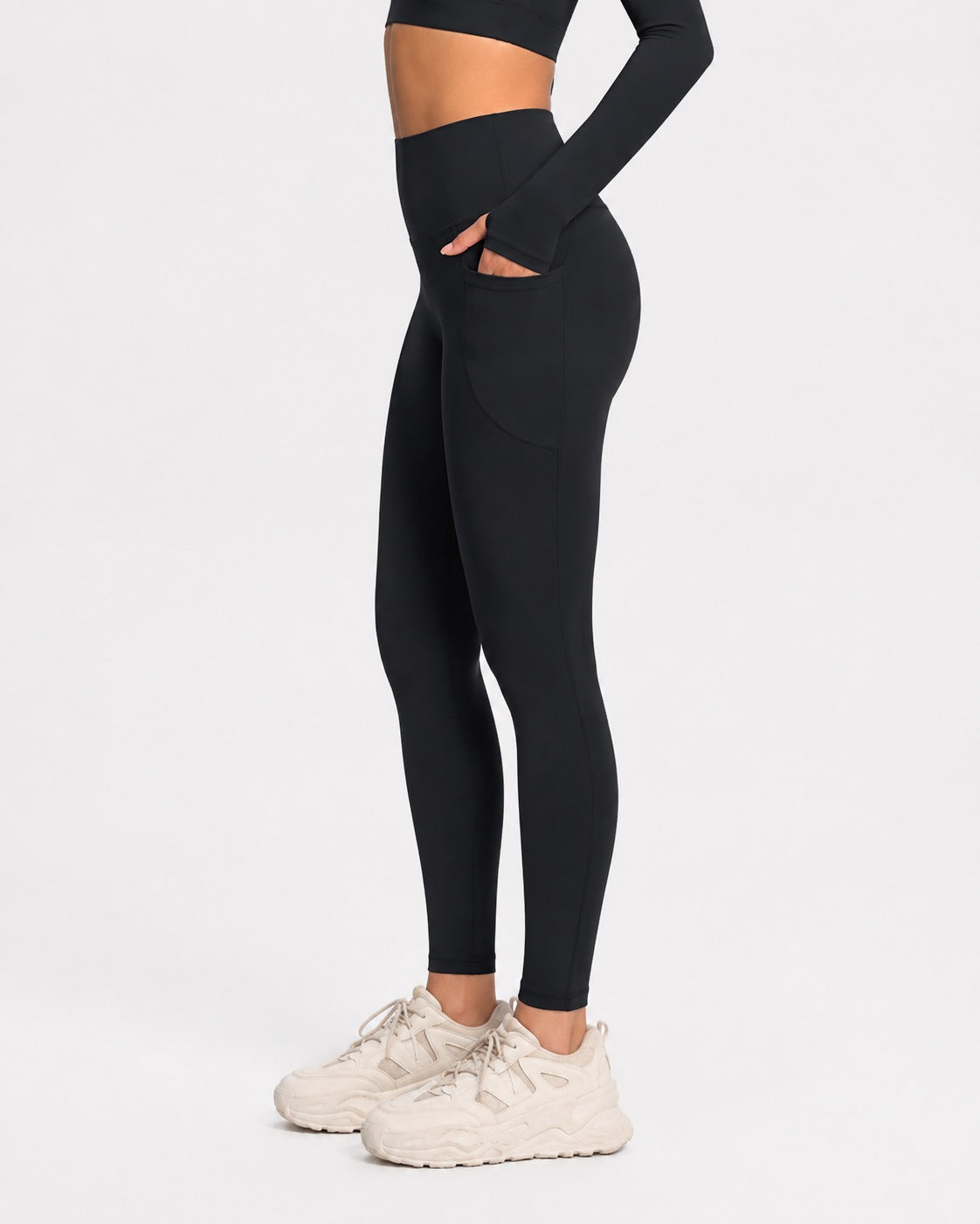 Studio Women's High Waisted Leggings, Side Pocket