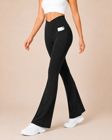 Women's Crossover Flare Leggings with Pockets