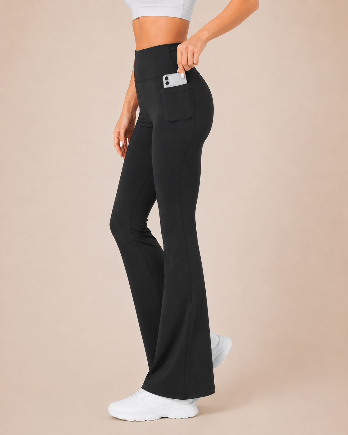 M2M STYLE Women's High Waisted Flare Leggings with Pockets