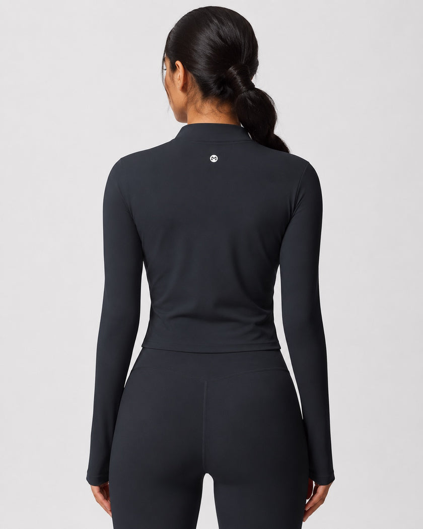 Studio Women's Cropped Workout Jacket, Full Zip, Slim Fit