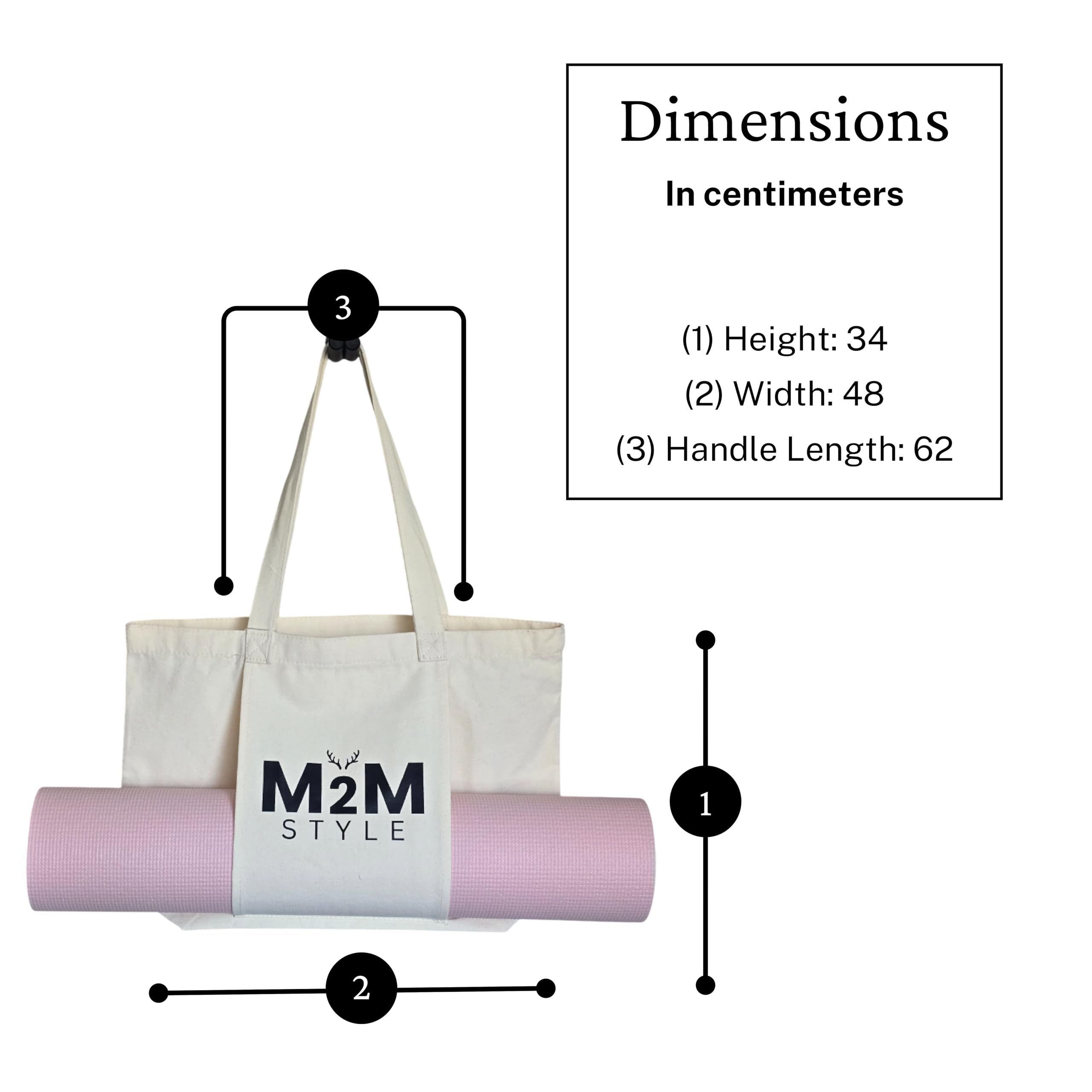 M2M STYLE  Yoga Mat Tote Bag, Multi-Purpose - Travel, Beach, Workout