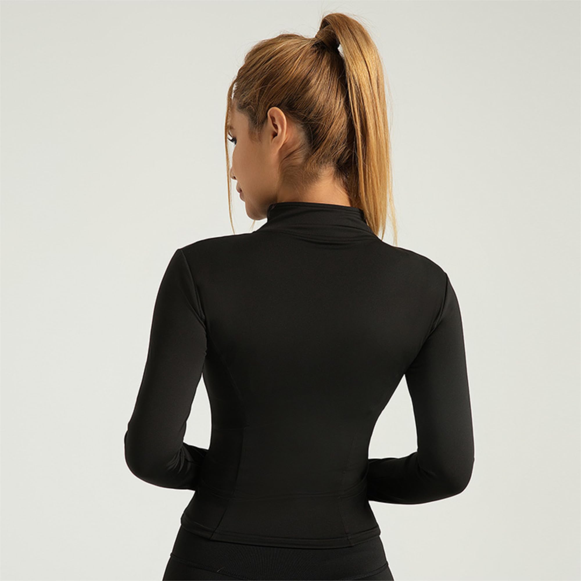 M2M STYLE Women's Cropped Zip Up Workout Jacket