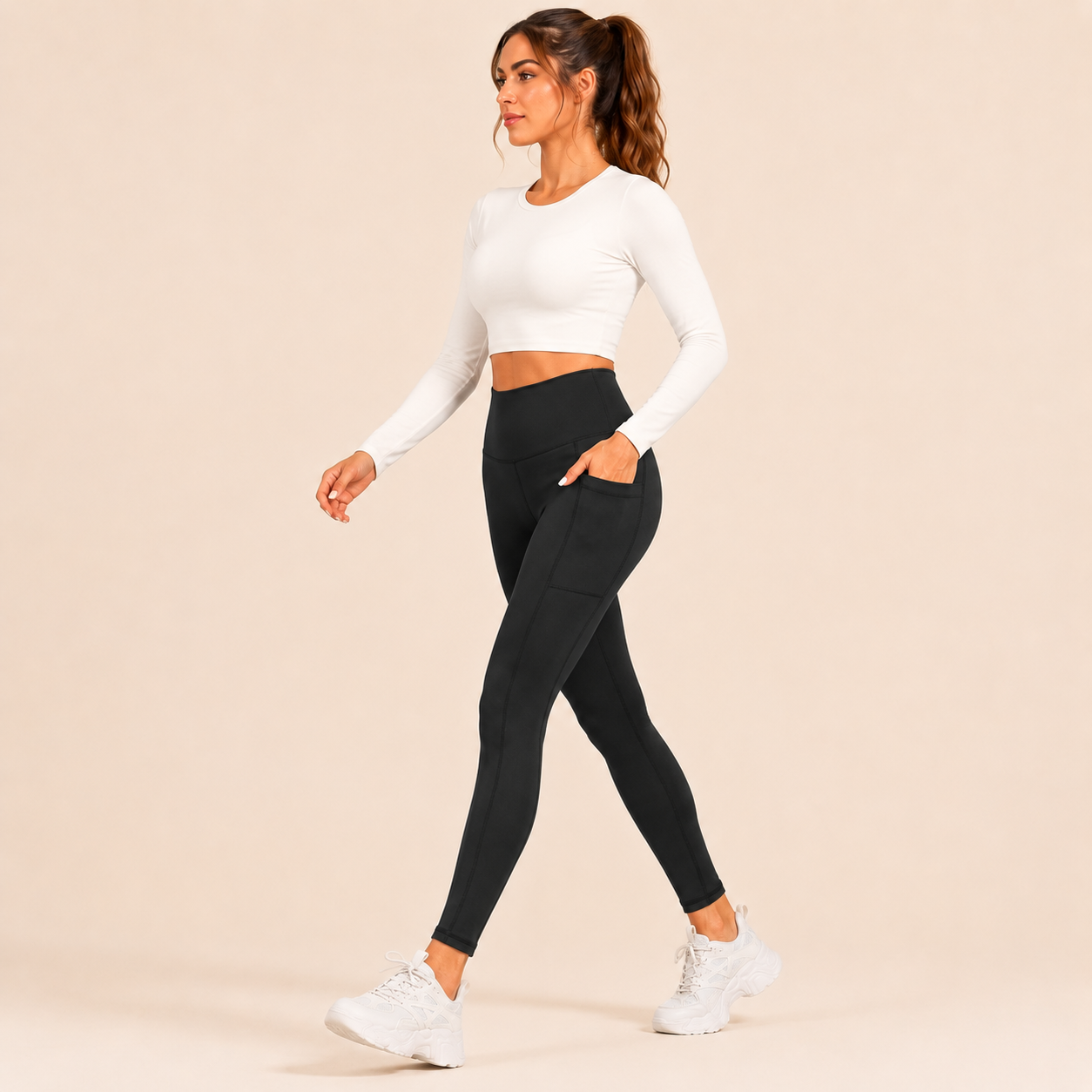 M2M STYLE Women's High Waisted Leggings with Pockets