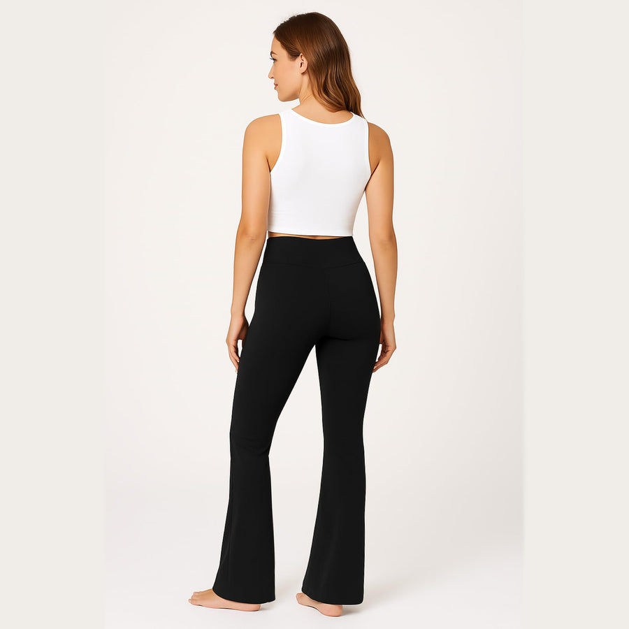 M2M STYLE Women's Crossover Flare Leggings with Pockets