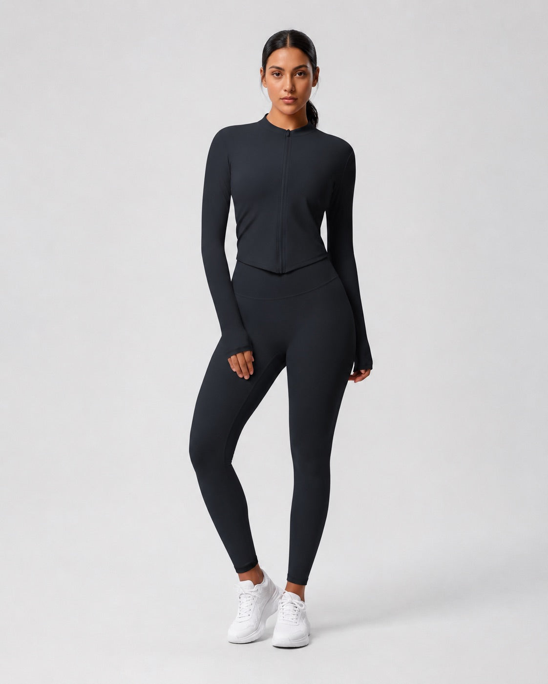 Studio Women's Cropped Workout Jacket, Full Zip, Slim Fit