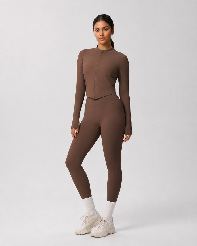 Studio Women's Cropped Workout Jacket, Full Zip, Slim Fit
