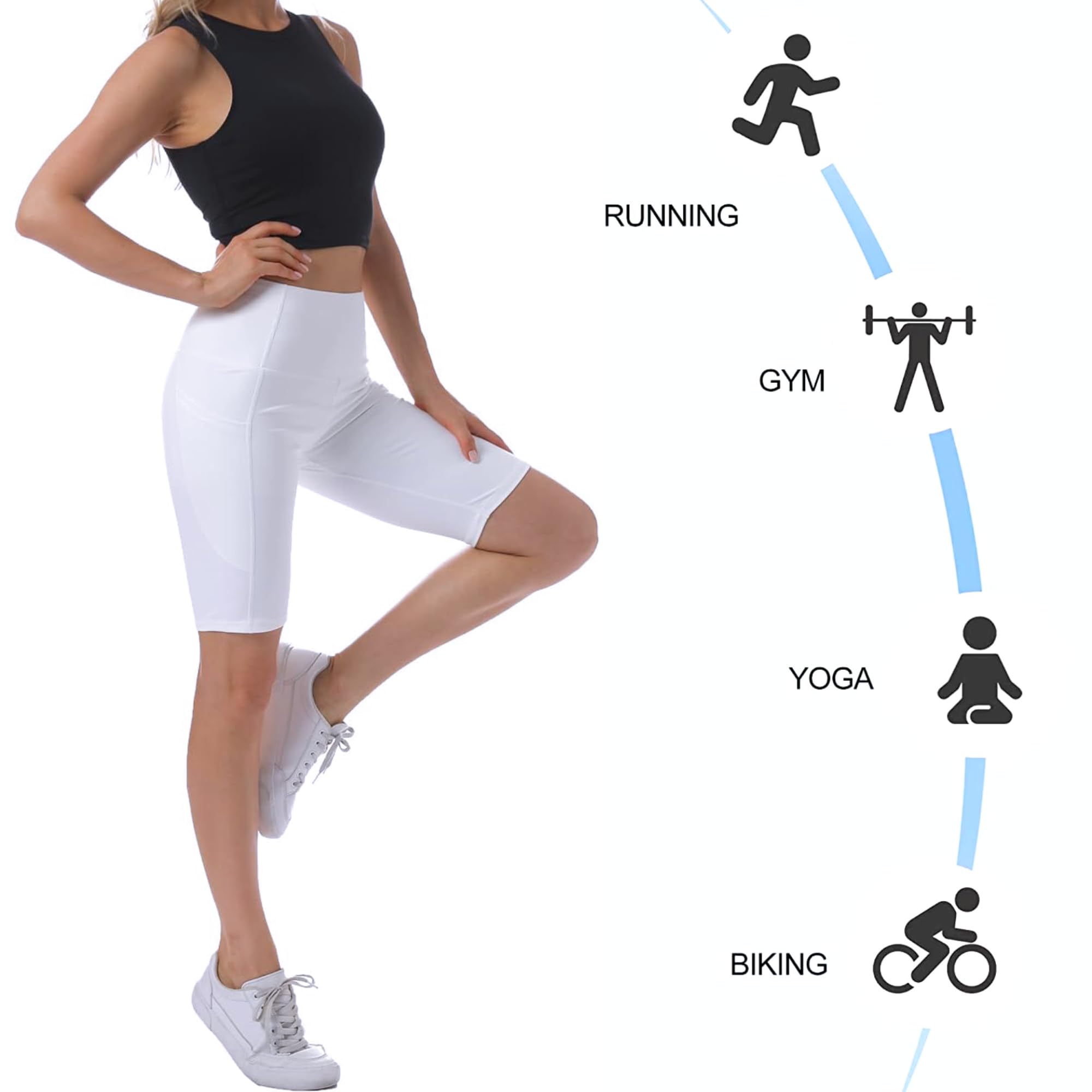 M2M STYLE Women's High Waisted Yoga Shorts with Pockets 8