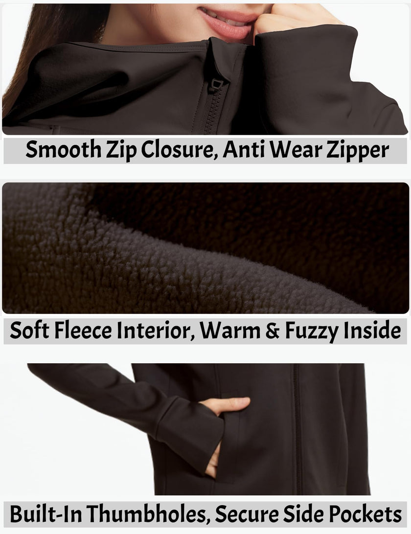 M2M STYLE Women’s Fleece Zip Up Hoodie Jacket with Pockets & Thumbholes