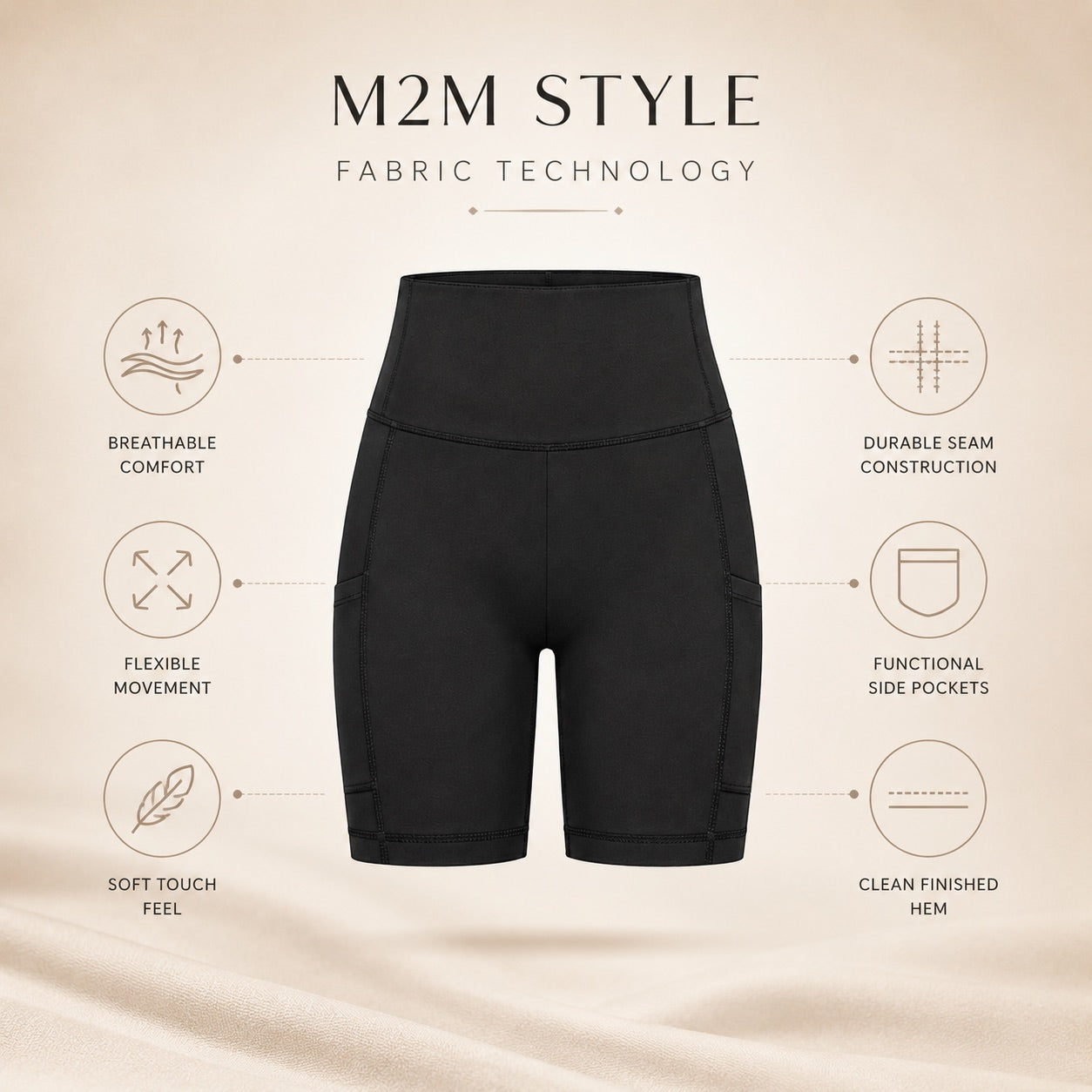 M2M STYLE Women's High Waisted Yoga Shorts with Pockets 5