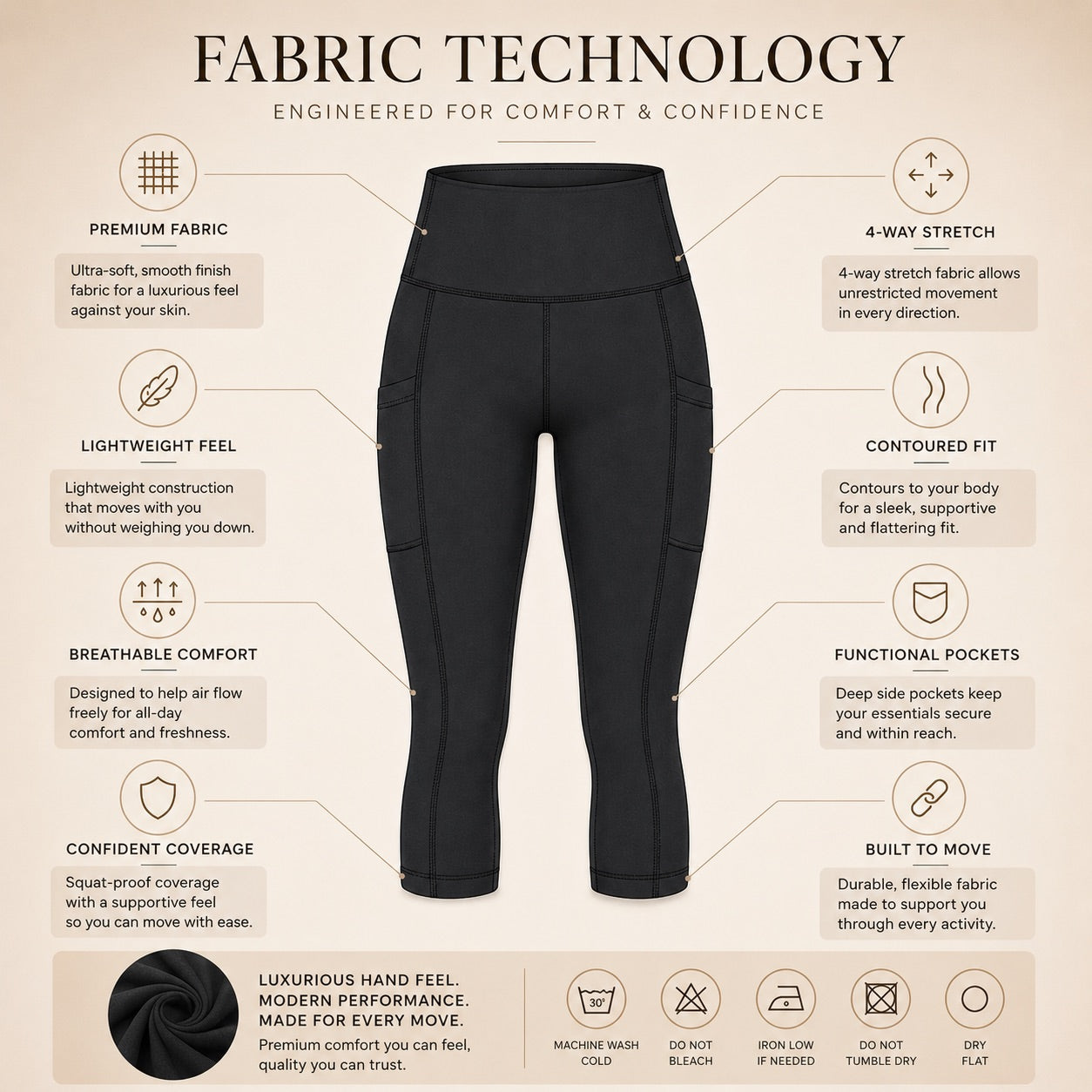 M2M STYLE Women's High Waisted Capri Leggings with Pockets