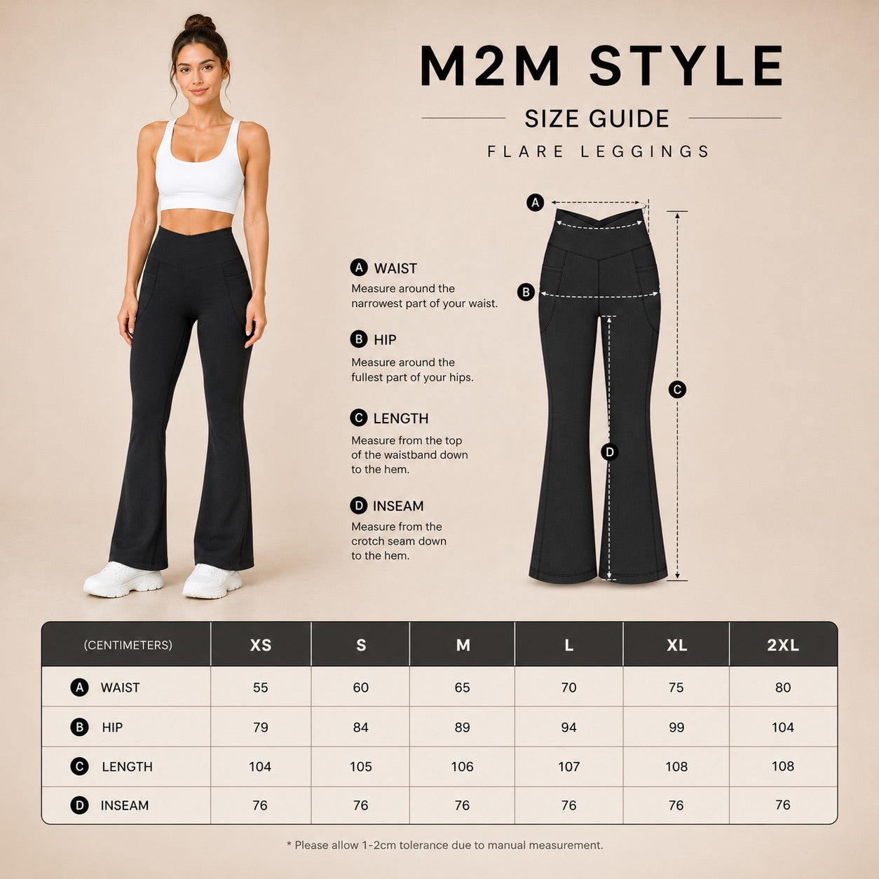 M2M STYLE Women's Crossover Flare Leggings with Pockets