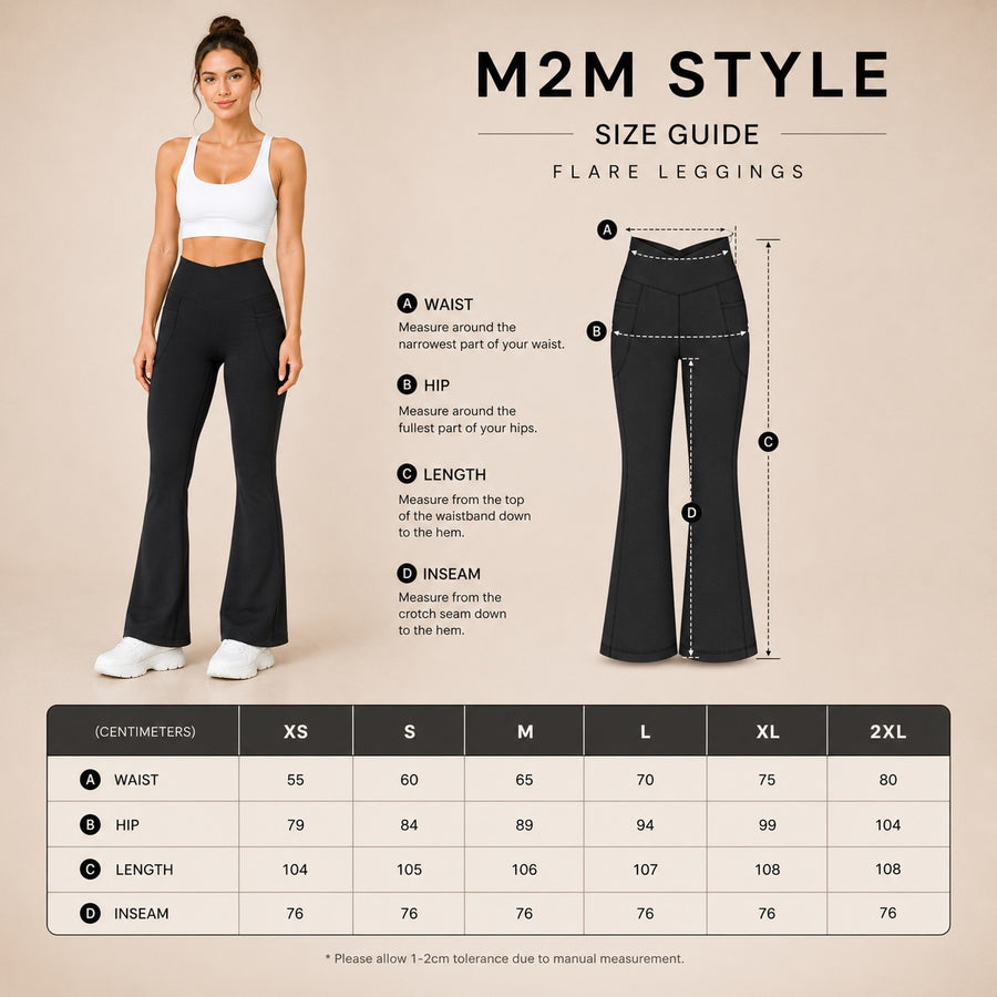 M2M STYLE Women's Crossover Flare Leggings with Pockets