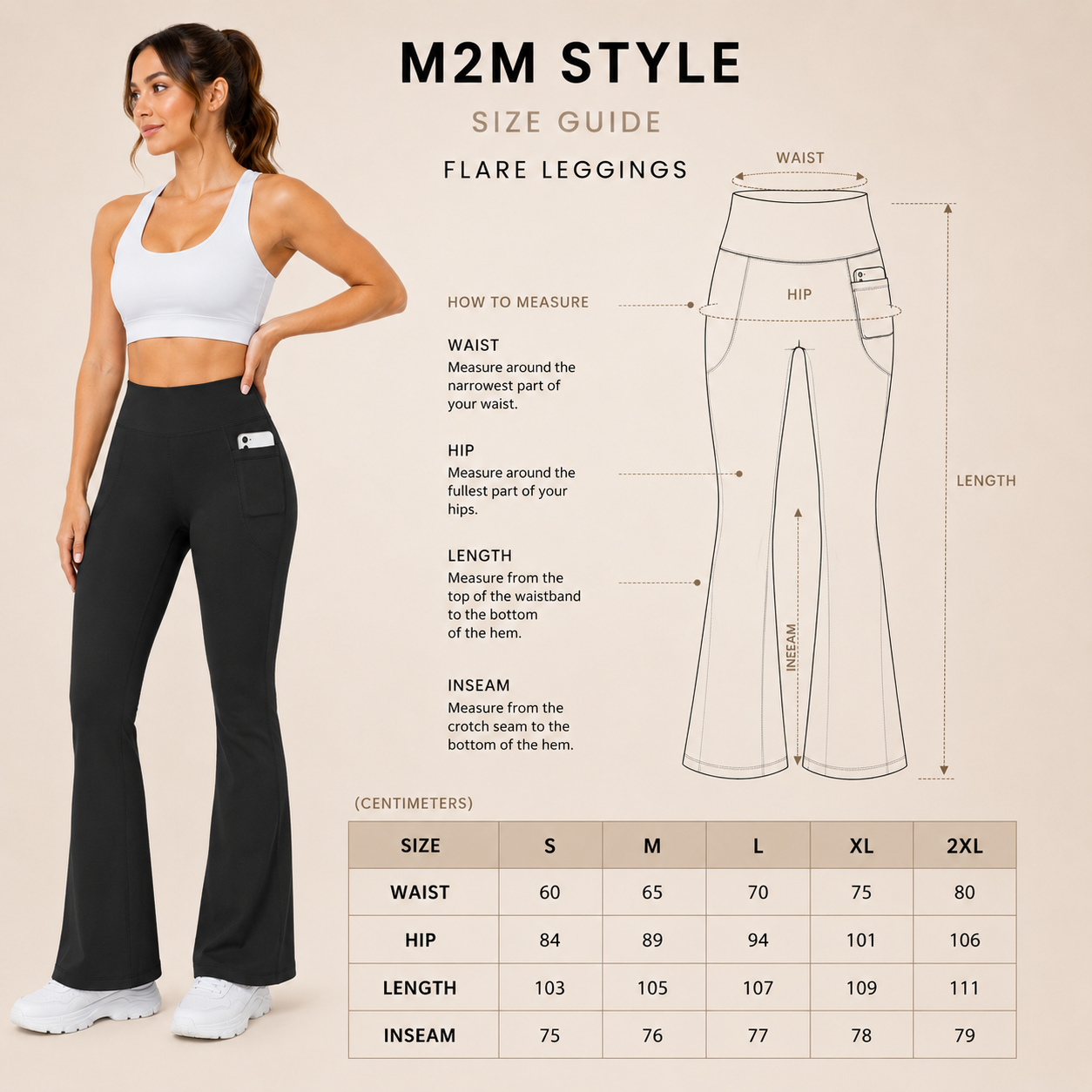 M2M STYLE Women's High Waisted Flare Leggings with Pockets