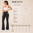 M2M STYLE Women's High Waisted Flare Leggings with Pockets