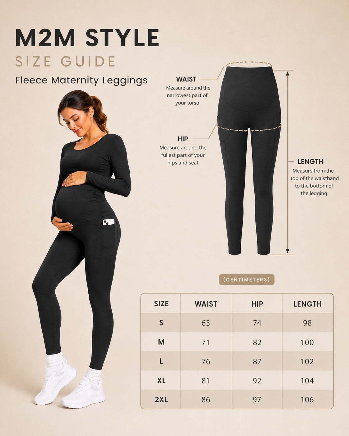 Women's Maternity Fleece Lined Leggings with Pockets