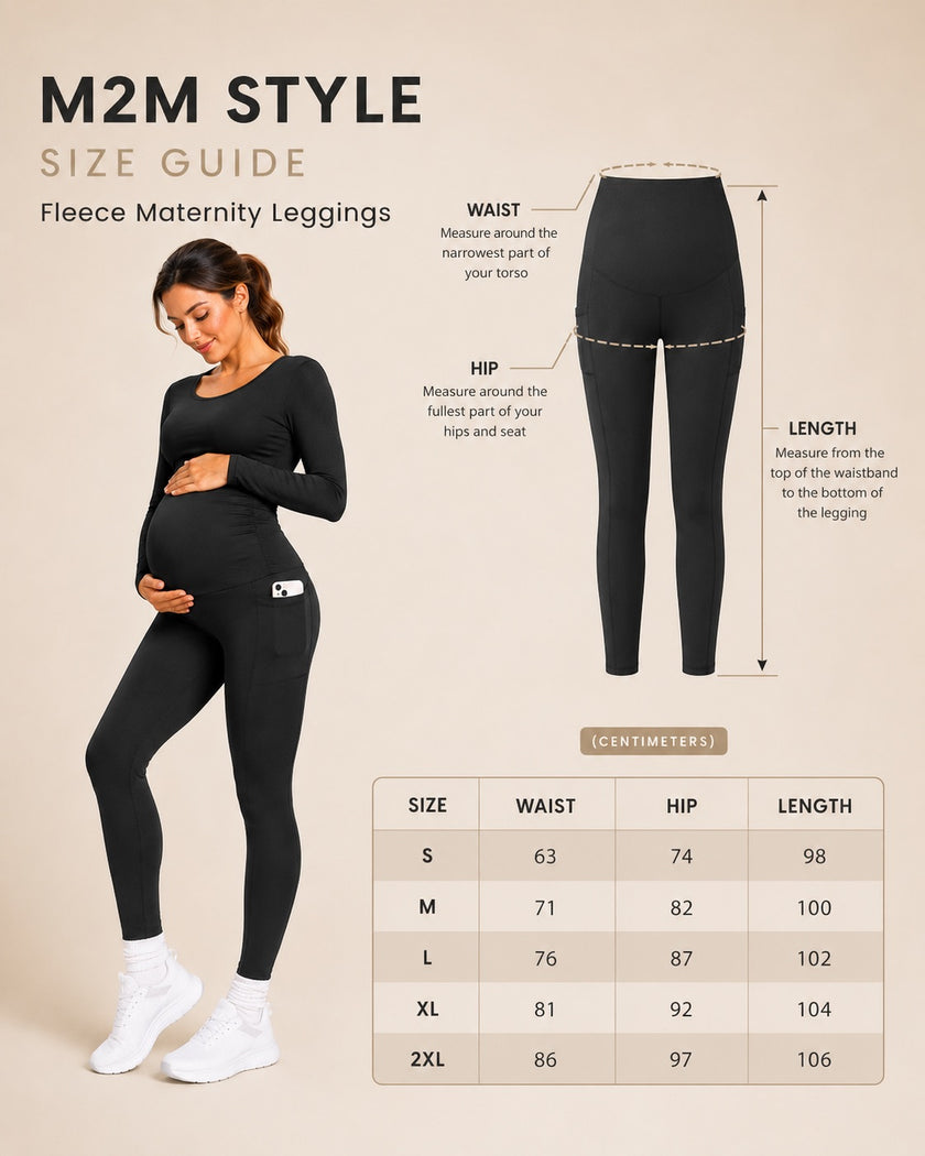 Women's Maternity Fleece Lined Leggings with Pockets