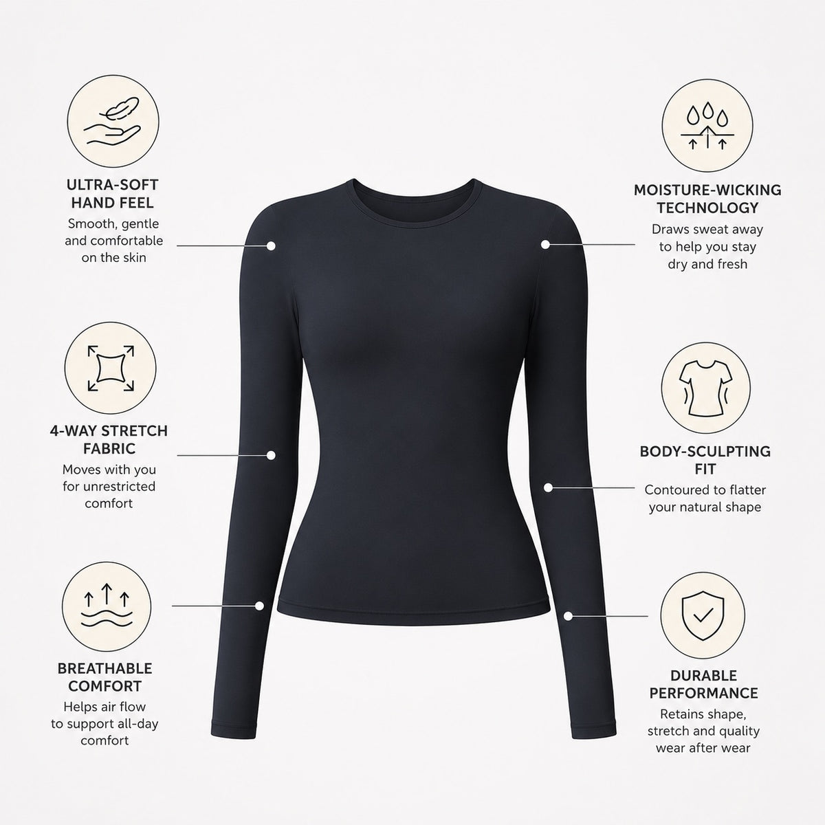 Studio Women's Slim-Fit Long Sleeve T-Shirt