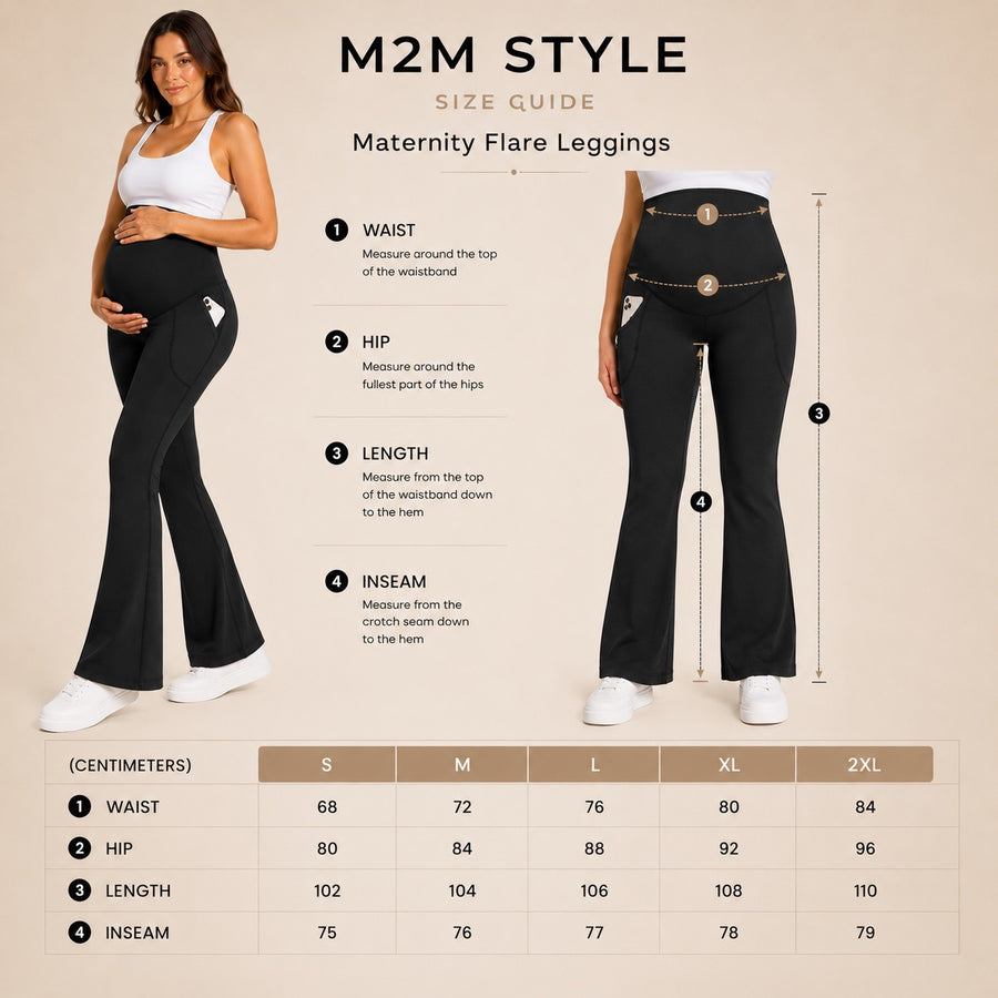 M2M STYLE Women's Maternity Flare Leggings with Pockets