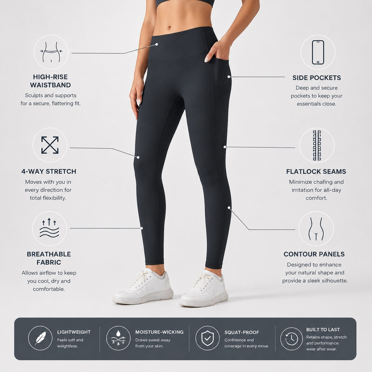 Luxe High-Waisted Sculpting Leggings with Side Pockets