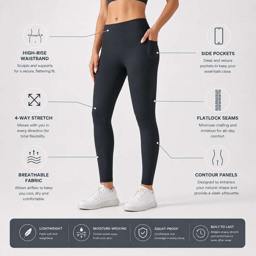 Luxe High-Waisted Sculpting Leggings with Side Pockets