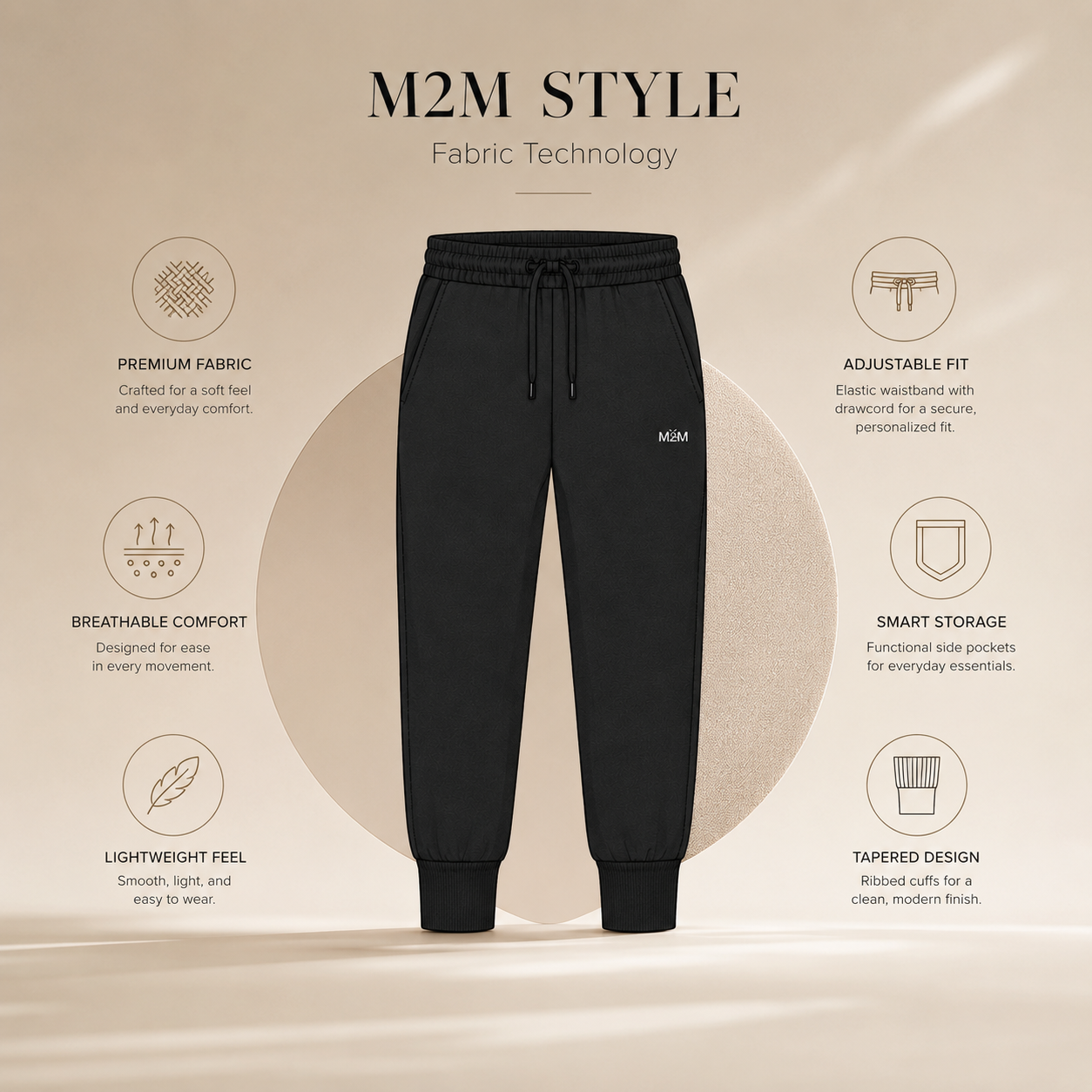 M2M STYLE Women's Lightweight Joggers with Pockets