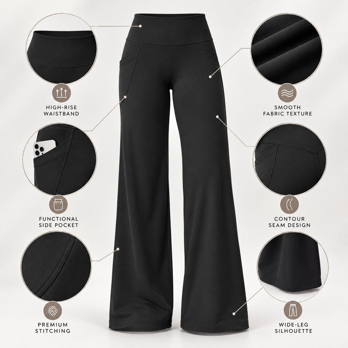 Women's High Waisted Wide Leg Yoga Pants with Pockets