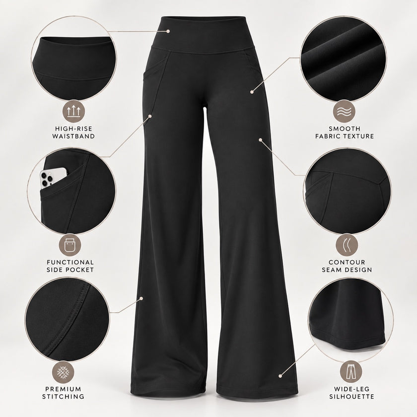 Women's High Waisted Wide Leg Yoga Pants with Pockets