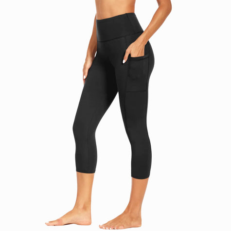 M2M STYLE Women's High Waisted Capri Leggings with Pockets