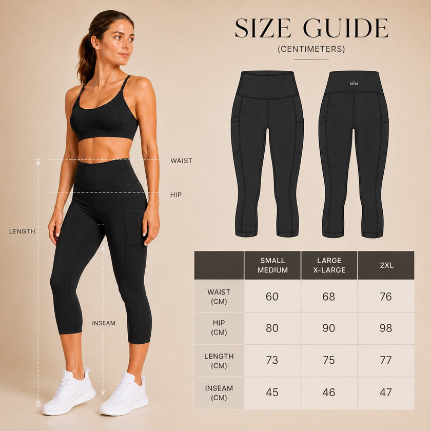 M2M STYLE Women's High Waisted Capri Leggings with Pockets