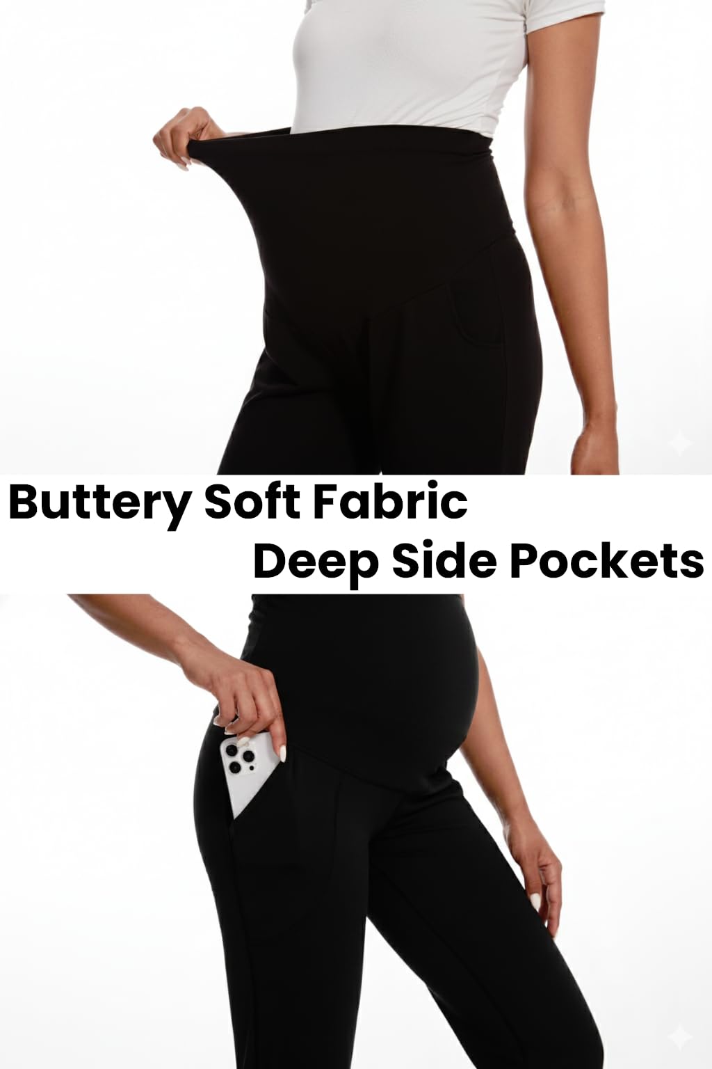 M2M STYLE Women's Maternity Flare Leggings with Pockets