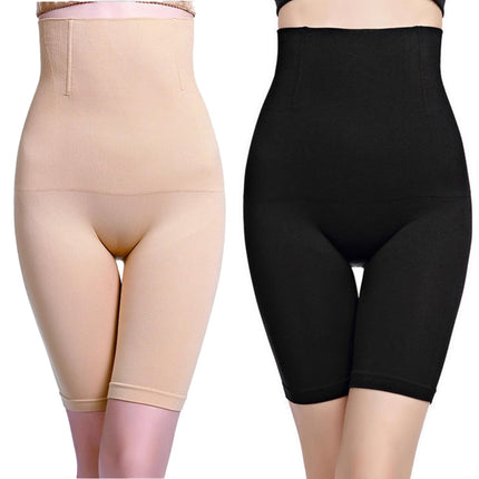 [2-Piece] High Waist Tummy Control Shapewear Shorts (Black & Beige) – Compression Body Shaper, Butt Lifter, Thigh Slimmer