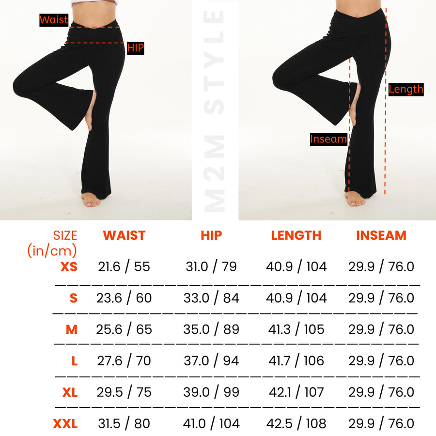 M2M STYLE Women's Crossover Flare Leggings with Pockets
