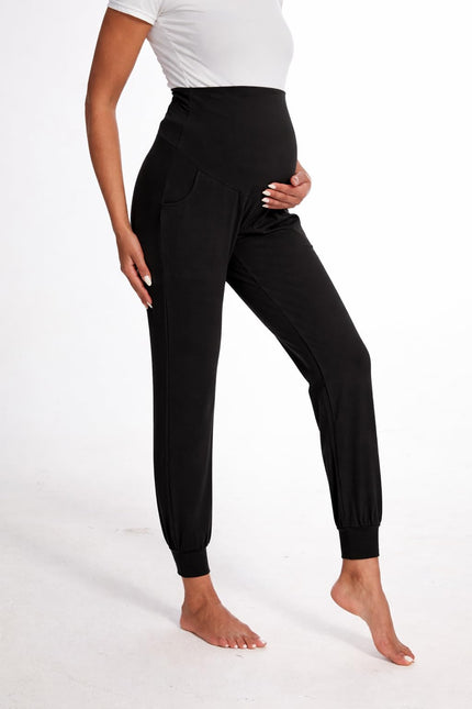 Women's Maternity Jogger Pants with Over-Belly Pocket