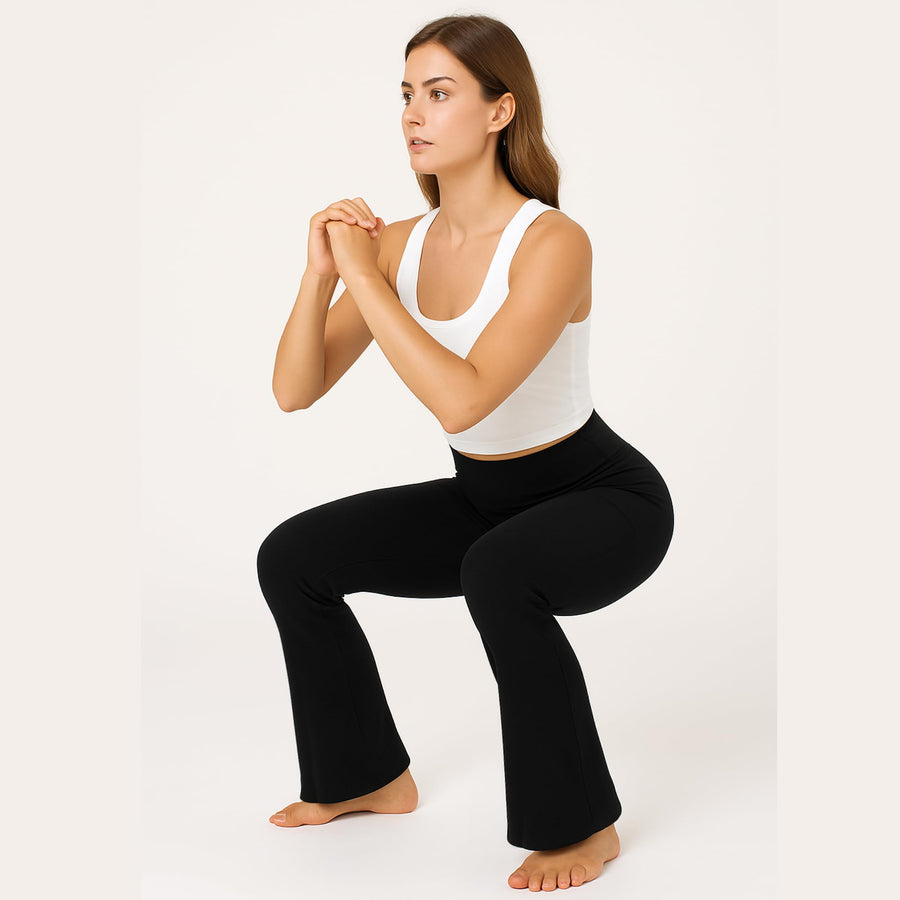 M2M STYLE Women's Crossover Flare Leggings with Pockets