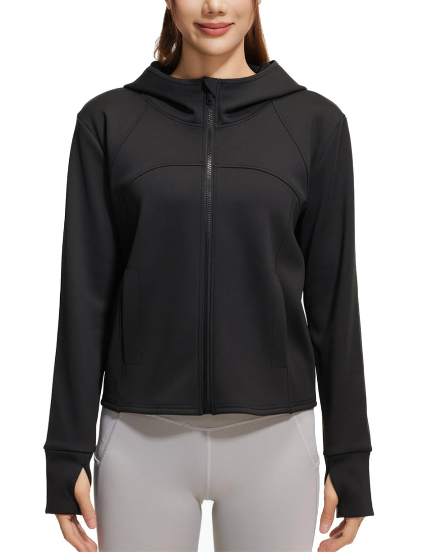 M2M STYLE Women’s Fleece Zip Up Hoodie Jacket with Pockets & Thumbholes