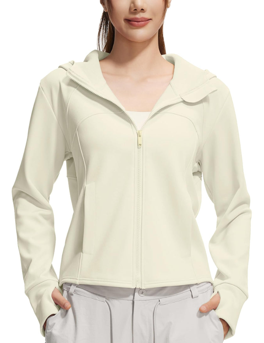M2M STYLE Women’s Fleece Zip Up Hoodie Jacket with Pockets & Thumbholes