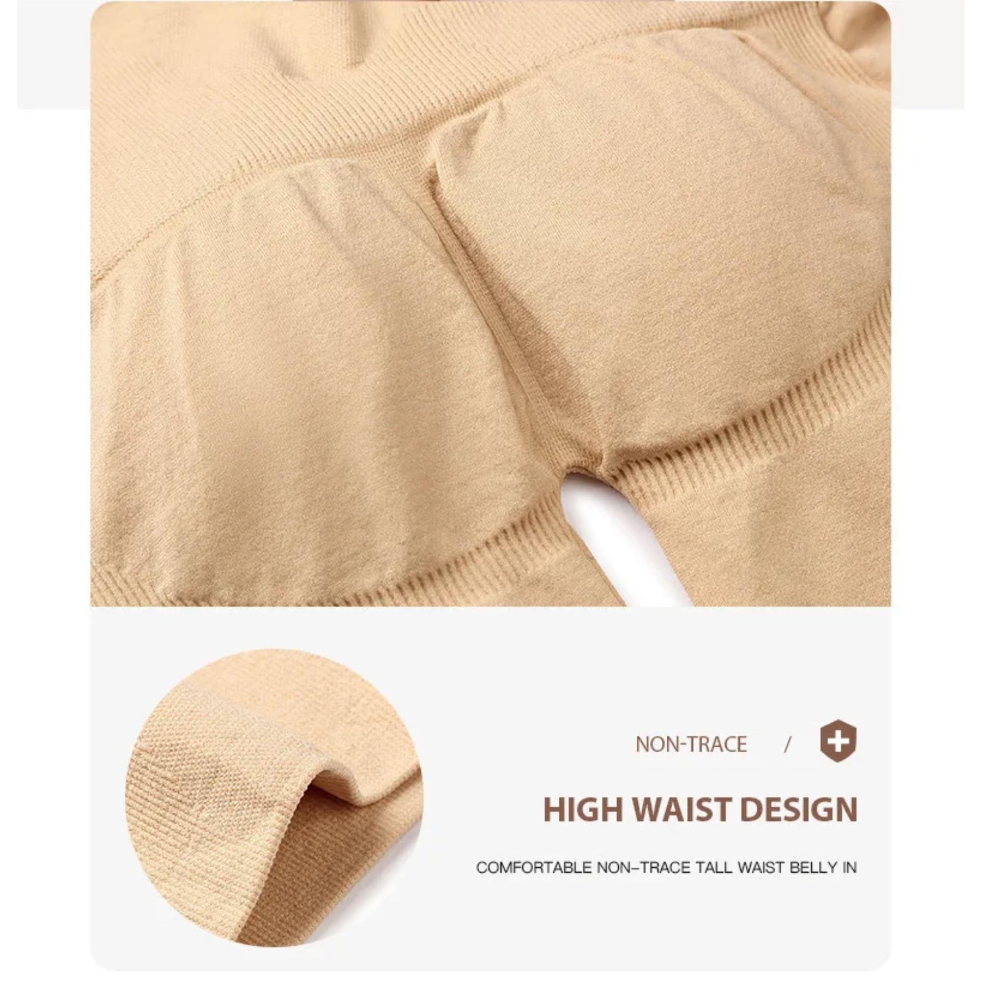 M2M STYLE [2-Piece] High Waist Tummy Control Shapewear Shorts (Black & Beige) – Compression Body Shaper, Butt Lifter, Thigh Slimmer